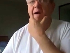 old man jerking his big dick