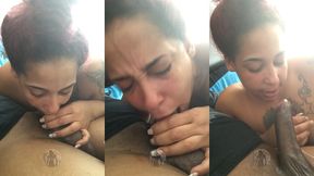 sexy step-sis eating her big brother’s dick while her man is away