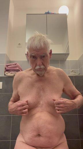 In the morning in the bathroom