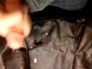 Cumming on Leather Jacket
