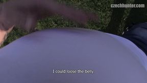 Blonde Sub Outdoors ~ Huge Facial from Czech Hunter
