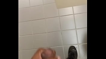 Stroking in the library bathroom 3