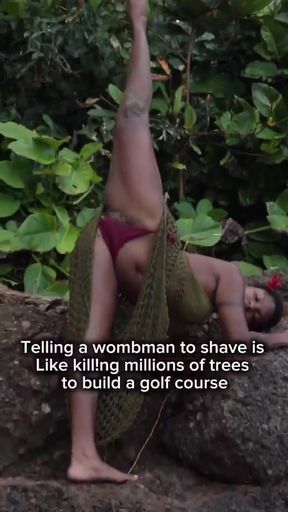 Hairy AF goddess rocks a bikini in an outdoor setting