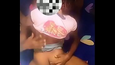 Black teen's tight waist gets squeezed on big cock