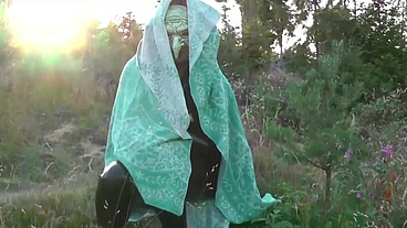 Mistress in the forest grabbed a man and started beating his ass with branches, Femdom in the forest, Arya Grander