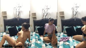 college student pleases herself in her room