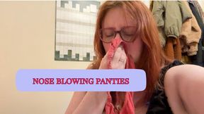 Nose blowing loudly on pair of panties Cherry Moon honks and snuffles and sneezing.