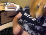 Solo fap on the sofa + cumshot