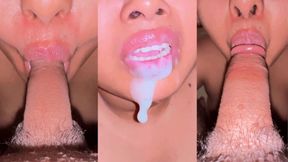 Friend's Mommy Mera Lund Choskar Pani Nikal Ne Jabardast - Indian Sloppy Blowjob & Eats Cum