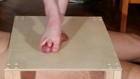 Dominatrix bare feet cock stomping &amp; footjob with huge cumshot pt2