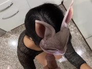 Office lady suck her boss dick in office kitchen