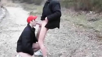 Daddy Barebacks Younger Guy in Outdoor Anal Fuck