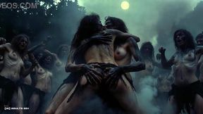 Lesbian witches heat up the forest with a bonfire orgy