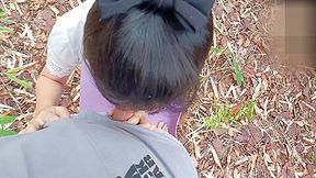 Walking In The Forest And Fucking Cum Gets A Creampie Sex In A Public Park เยดใuปา