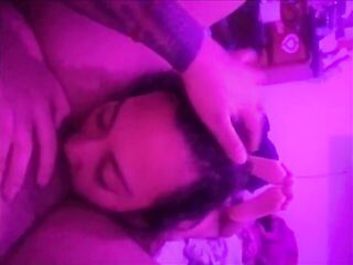 eating honey under the soft pink light