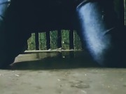 Teen ftm Jamie ♡ secretly pissing into the warehouse after work
