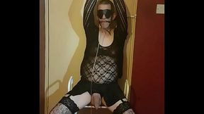 sissy crossdressing slut mark wright tied up and feed his own piss
