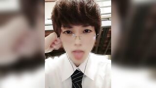 Air deep kiss for folks with glasses! Slobbering and convulsions jism! 015