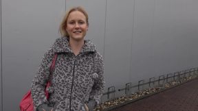 German blonde fucks in the cloakroom