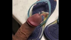 Flip flop slippers seduction with uncut cock