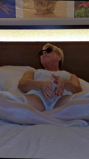 Sissy Michelle Dark Evening Show in White Lingerie From Seychelles