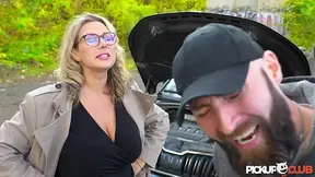 Busty German teacher Kathy deep lost and fucked in the car