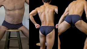 ai stretching on stool in tight short shorts, combined scenes of hot fit twink stud body types stretching and showing off