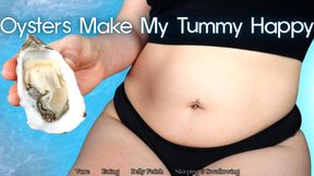Oysters Make My Tummy Happy - HD - Slurping Oysters Into My Adorable Belly, Focused On My Stomach While Enjoying My Favorite Seafood, Food Lust, Burps