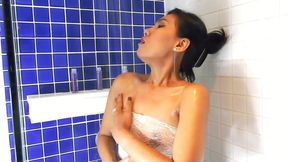 Asian small tits milf shower scene