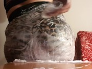 Sissy Splooshing Juicy Lucy THICC British Booty in Leopard Print Hotpants