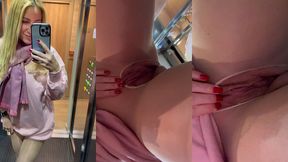 petite exhib dans l ascenseur en sortant diner