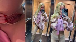 petite exhib dans l ascenseur en sortant diner