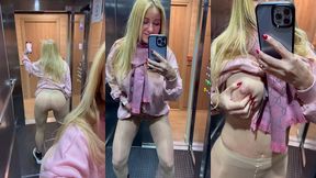 petite exhib dans l ascenseur en sortant diner