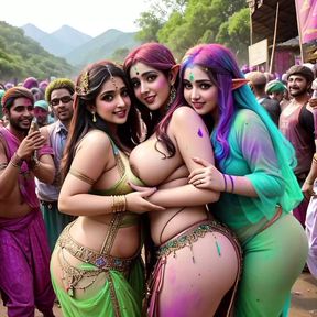 AI Generated Uncensored 3D Anime Hottest Desi Indian Elf Women Partying in &quot; The Great Indian Elf Festival&quot;