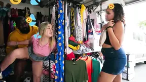 Sexy stepdaughter and reality king flirt then share their handyman