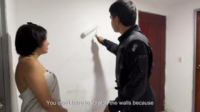 I Hire a Sexy Painter for My House but He's so Sexy and I'm so Horny That I Decide to Seduce Him to Fuck Me Hard
