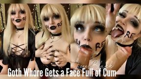 Goth Whore Gets a Face Full of Cum