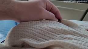 18-year-old cute girl flashes big tits in the car