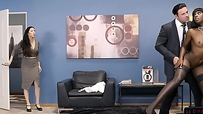 Black clothing store employee takes care of hard client