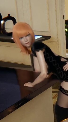 Girl gets fucked on the kitchen countertop