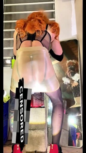 Cute Femboy Very Sexy Stocking Lingerie Showing His Panties Outside