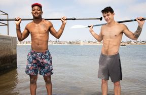 Slim boyfriend and his black buddy decide to share restless gay content