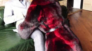 CLASSIC STYLE sex inside ebony panties and fur coat! COWGIRL