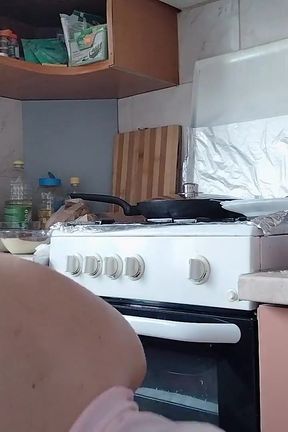 Sexy Stepmom Naked in the Kitchen, Latina Hairy Pussy, Big Tits, Big Ass