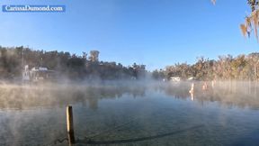 Carissa in the pink and white wet suit in the springs
