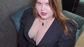 BBW Black Dress and Stockings Compilation - Blowjob and Hard Fuck with Creampie on Ass and Tits