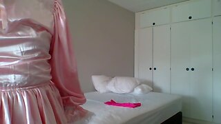 Pink satin crossdresser