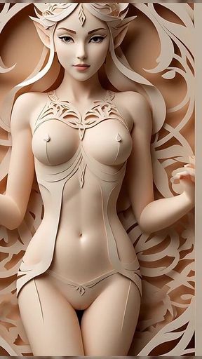 Lustrender Papercraft Nude Elf Girl Slideshow - Sexy Kirigami Elf Pussy & Tits