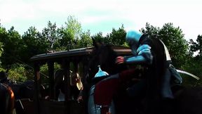 Nikki Sun Gets Her Holes Stuffed by Two Knights and Takes Double Facials
