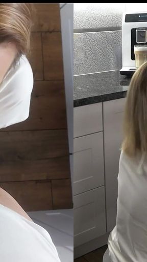 Coffee with Bull Cum for My Cuckold Husband Dual Camera